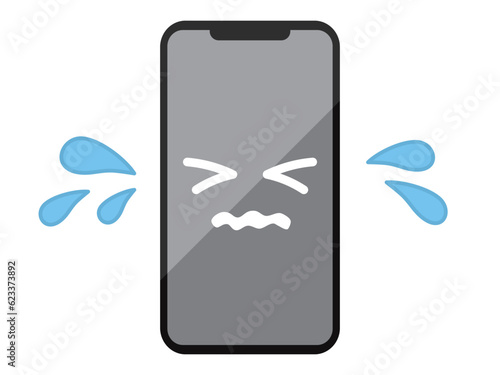 泣いているスマホのイラスト