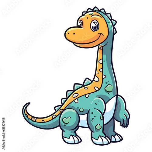 Mesozoic Marvel  Cute Diplodocus Dinosaur in Playful 2D Illustration