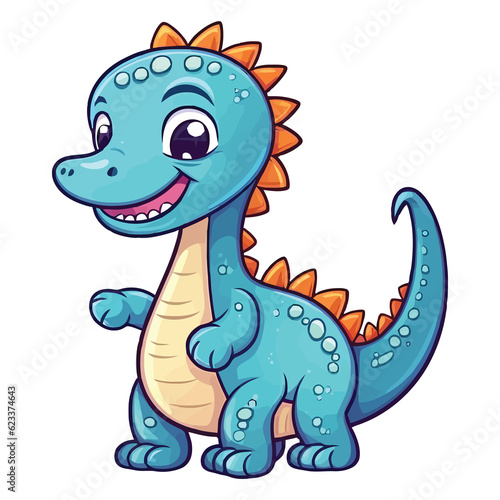 Mesozoic Marvel  Cute Diplodocus Dinosaur in Playful 2D Illustration