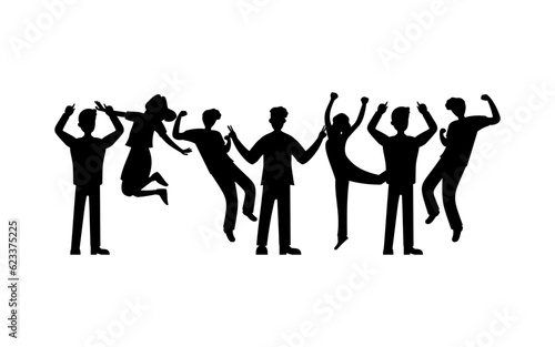silhouette youth or teenager vector  International Youth Day Celebration  Friendly team  cooperation  friendship  Card with colorful crowd people