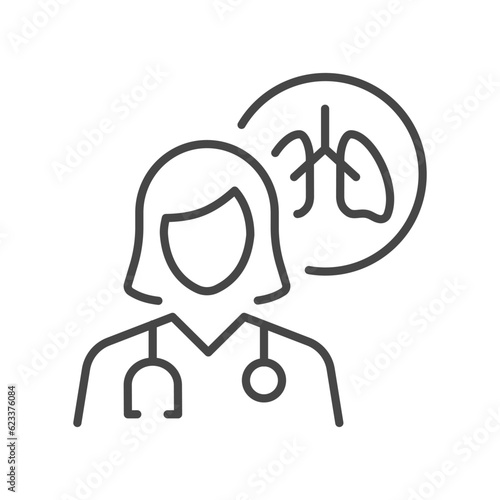 Pulmonologist icon. Vector illustration. Editable stroke.