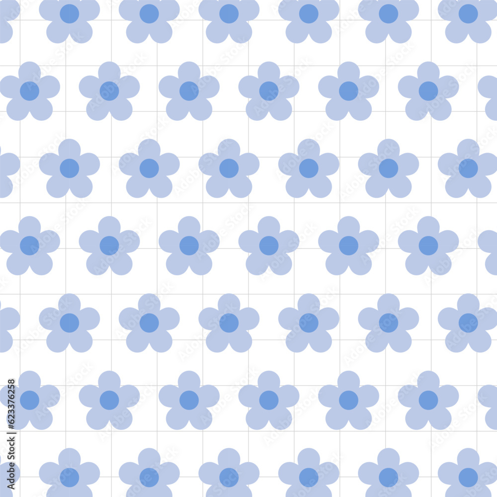 Seamless pattern with flowers and grid lines. Vector illustration Seamless pattern with flowers and grid lines. Vector illustration