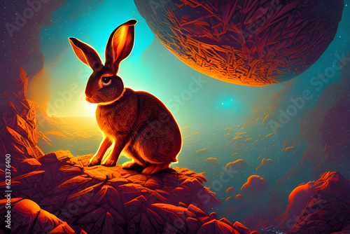 rabbit in space. Generative AI