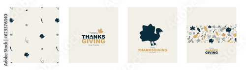 Thanksgiving card set. Modern design.