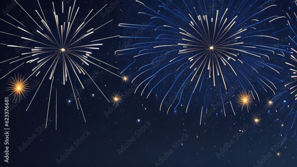 Fototapeta premium Fireworks background. Fireworks on night sky.