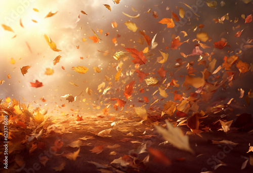 木の葉が舞う秋のイメージ
