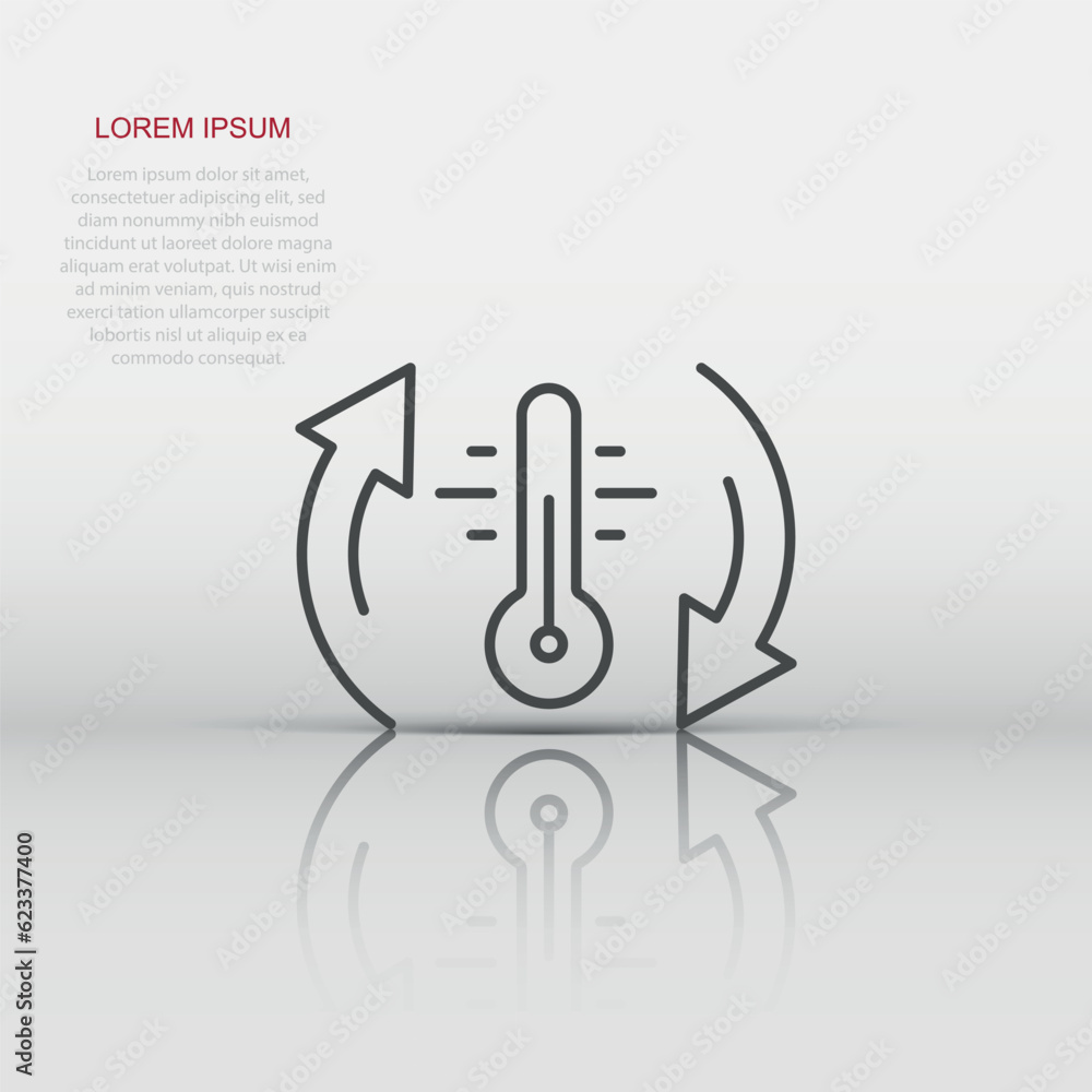 Thermometer climate control icon in flat style. Meteorology balance vector illustration on white isolated background. Hot, cold temperature business concept. Thermometer climate control icon in flat style. Meteorology balance vector illustration on white isolated background. Hot, cold temperature business concept.