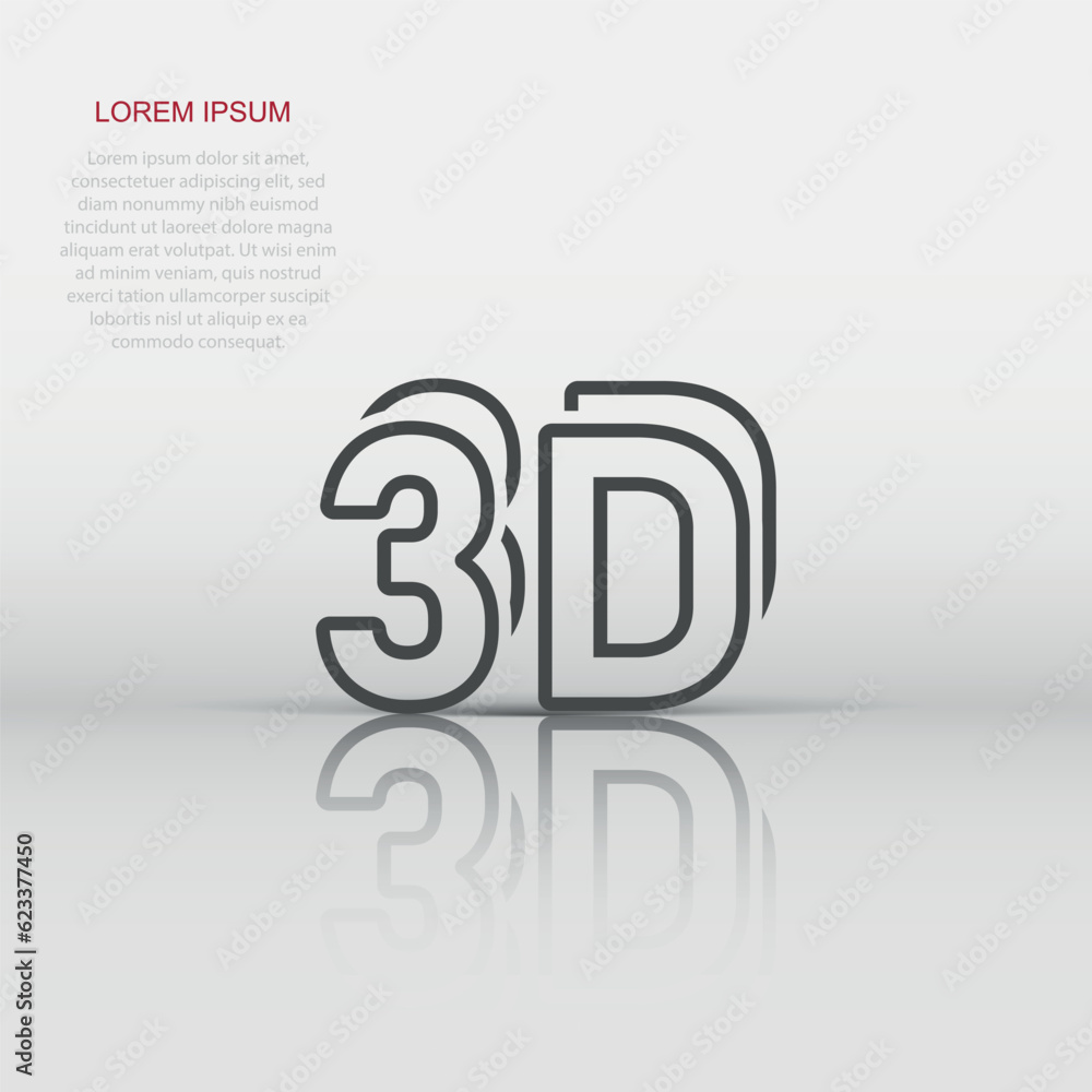 3d text icon in flat style. Word vector illustration on white isolated background. Stereoscopic technology business concept. 3d text icon in flat style. Word vector illustration on white isolated background. Stereoscopic technology business concept.