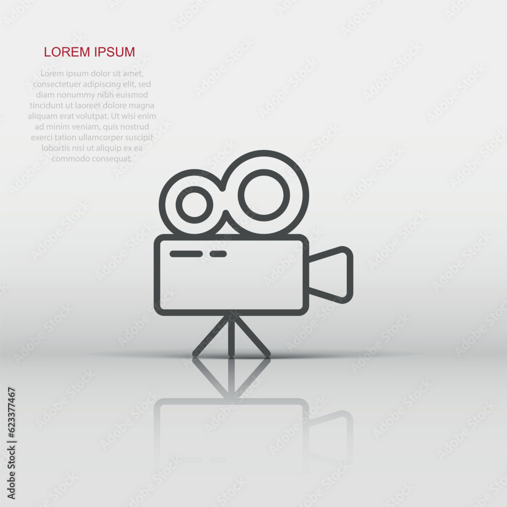 Projector icon in flat style. Cinema camera vector illustration on white isolated background. Movie business concept. Projector icon in flat style. Cinema camera vector illustration on white isolated background. Movie business concept.