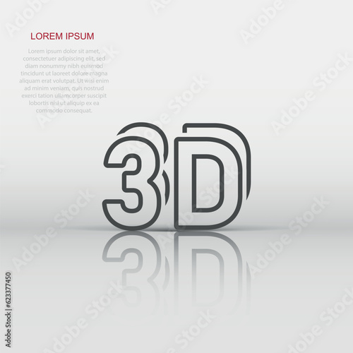 3d text icon in flat style. Word vector illustration on white isolated background. Stereoscopic technology business concept.