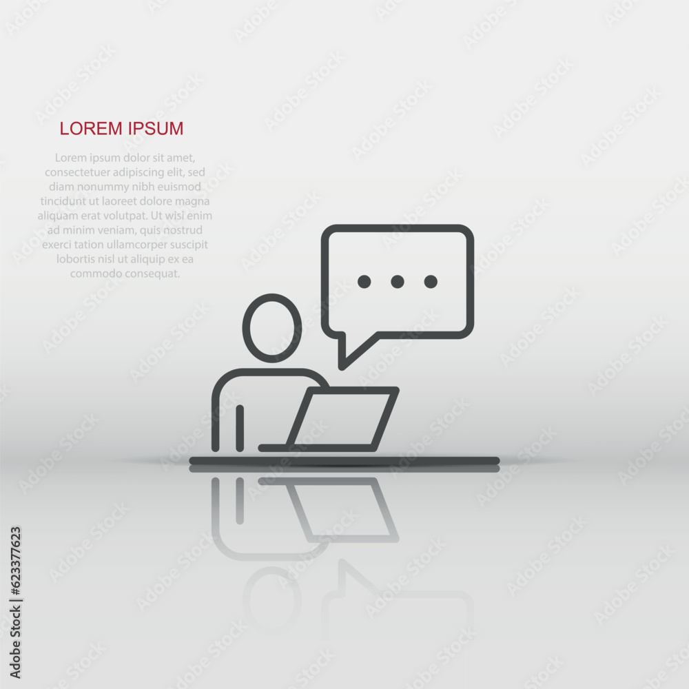 People with laptop computer icon in flat style. Pc user vector illustration on white isolated background. Office manager business concept. People with laptop computer icon in flat style. Pc user vector illustration on white isolated background. Office manager business concept.