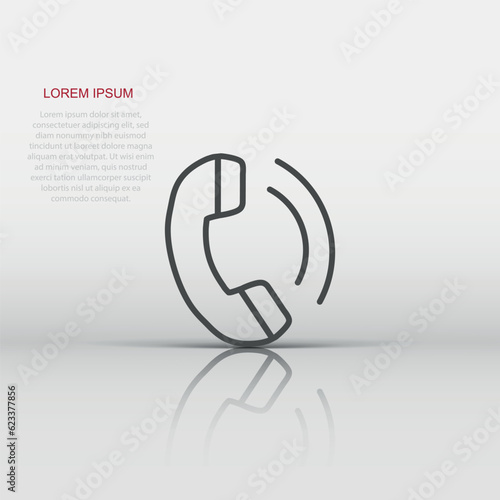 Phone icon in flat style. Telephone call vector illustration on white isolated background. Mobile hotline business concept.