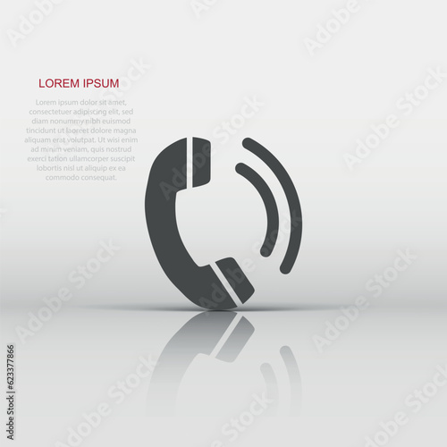 Phone icon in flat style. Telephone call vector illustration on white isolated background. Mobile hotline business concept.