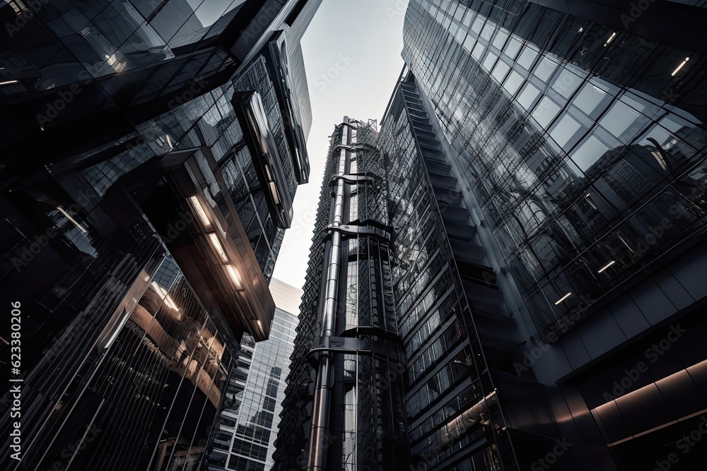 Naklejka premium Modern skyscrapers in the business district