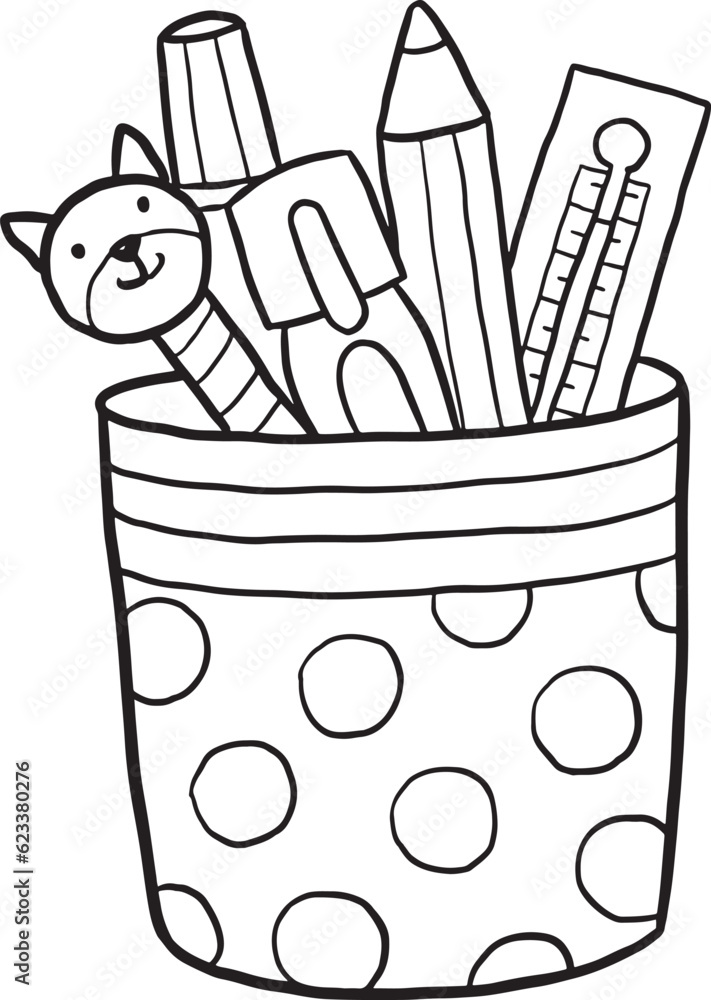 stationery cartoon doodle kawaii anime coloring page cute illustration drawing clip art