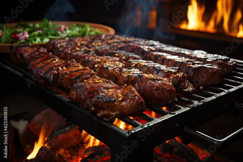 viande grillé sur un barbecue, ia générative