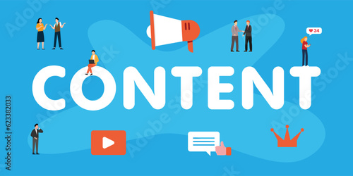 Content is king - content creator 2d vector illustration concept for banner, website, illustration, landing page, flyer, etc.