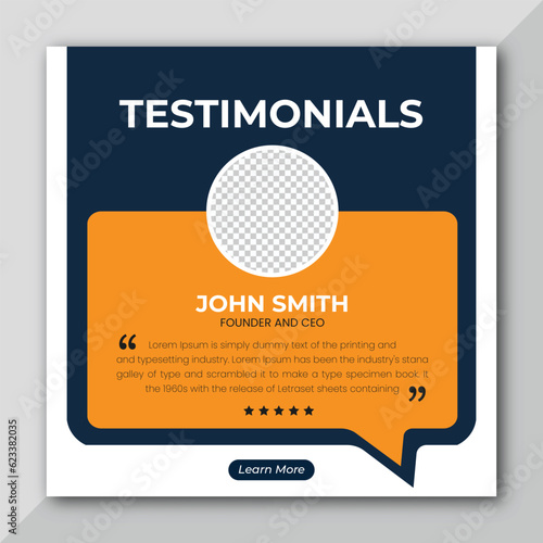 Client testimonials or customer feedback social media post web banner template