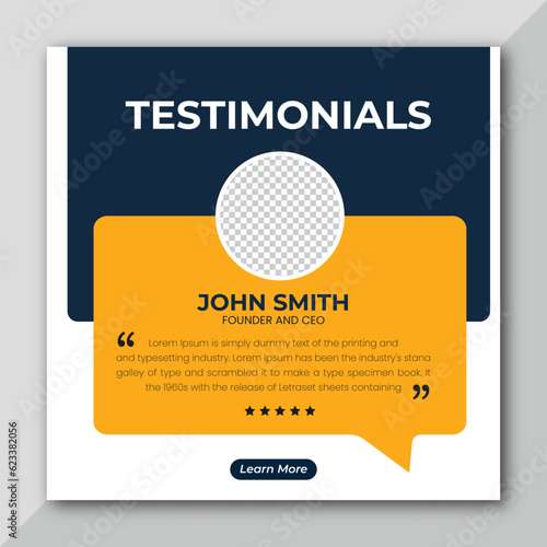 Customer feedback testimonial social media post web banner template