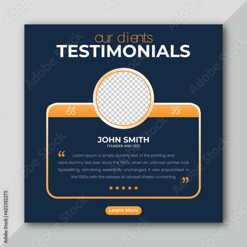 Client testimonials or customer feedback social media post web banner template