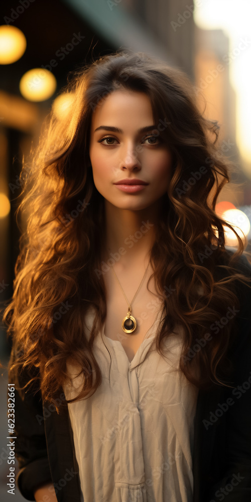 Portrait young attractive woman with long hair - theme fashion, fashion or healthy hair - Generative AI Portrait young attractive woman with long hair - theme fashion, fashion or healthy hair - Generative AI