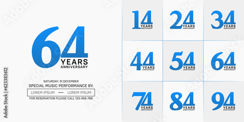 set of anniversary logo with blue and black number on white background can be use for celebration
