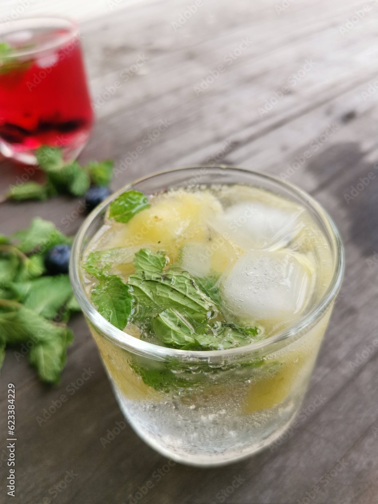 Summer soft drink pineapple and fruit mix berry Summer soft drink pineapple and fruit mix berry