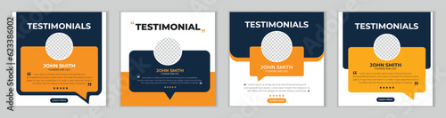 Client testimonials or customer feedback social media post web banner template.
Customer feedback testimonial bundle social media post web banner template.
