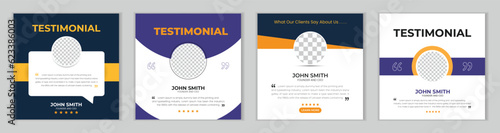 Client testimonials or customer feedback social media post web banner template.
Customer feedback testimonial bundle social media post web banner template.