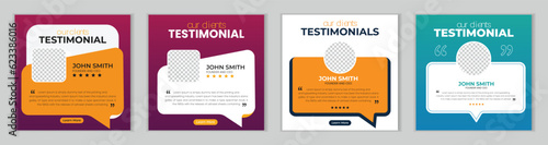 Client testimonials or customer feedback social media post web banner template.
Customer feedback testimonial bundle social media post web banner template.