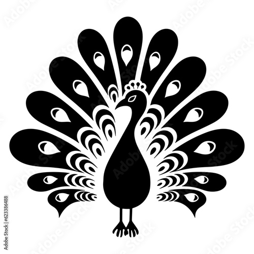 Peacock bird, vector art, isolates on white background, vector illustration.