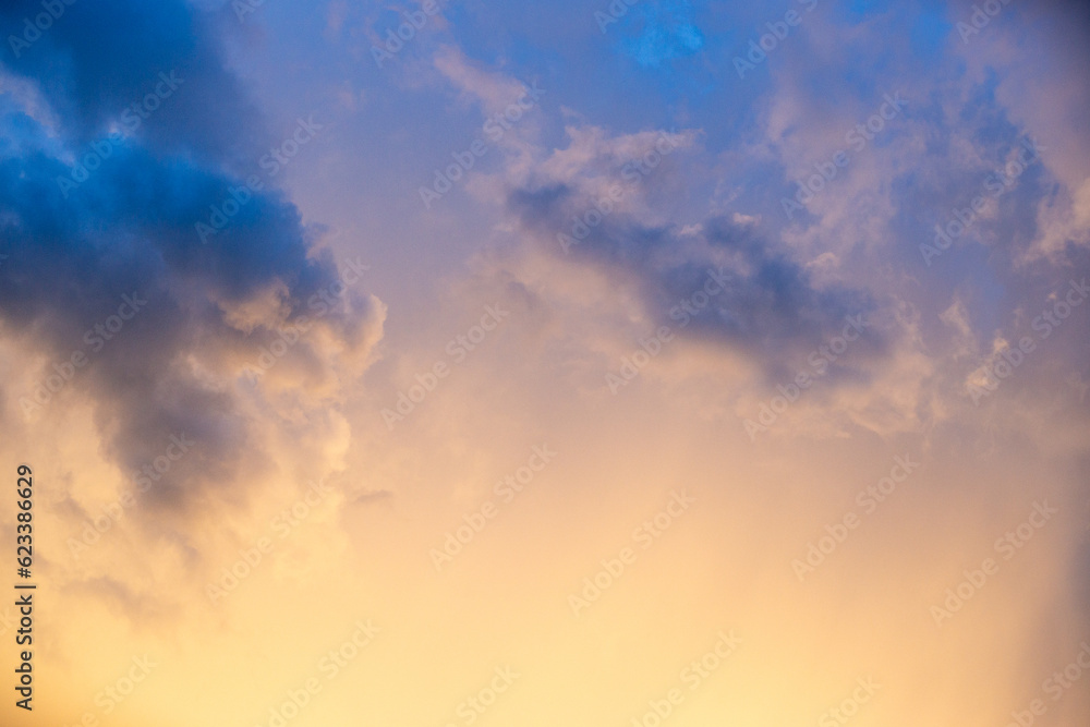 Abstract of two colored clouds in the sky. for the background