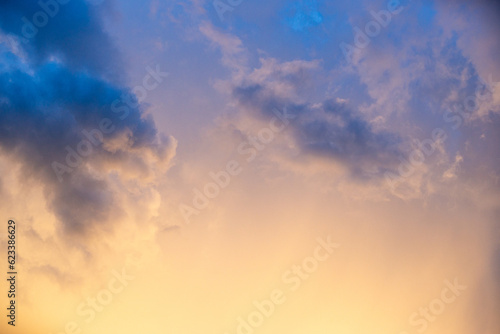 Abstract of two colored clouds in the sky. for the background
