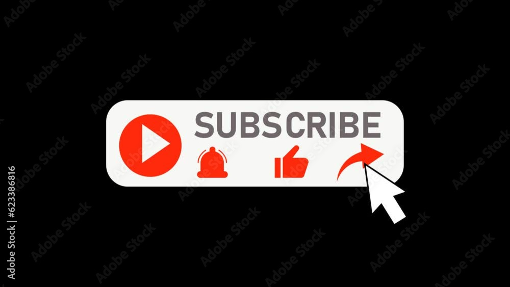 4k subscribe lower third button animation with transparency. video motion 2d animation footage