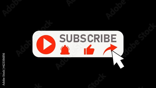 4k subscribe lower third button animation with transparency. video motion 2d animation footage