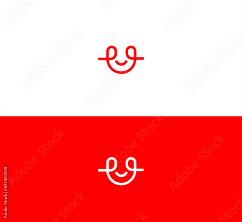 Face, Smile Abstract letter U logo design. Creative,Premium Minimal emblem design template. Graphic Alphabet Symbol for Corporate Business Identity.