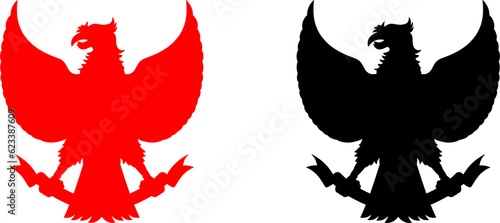 garuda logo (black & red) silhouette on transparent background photo