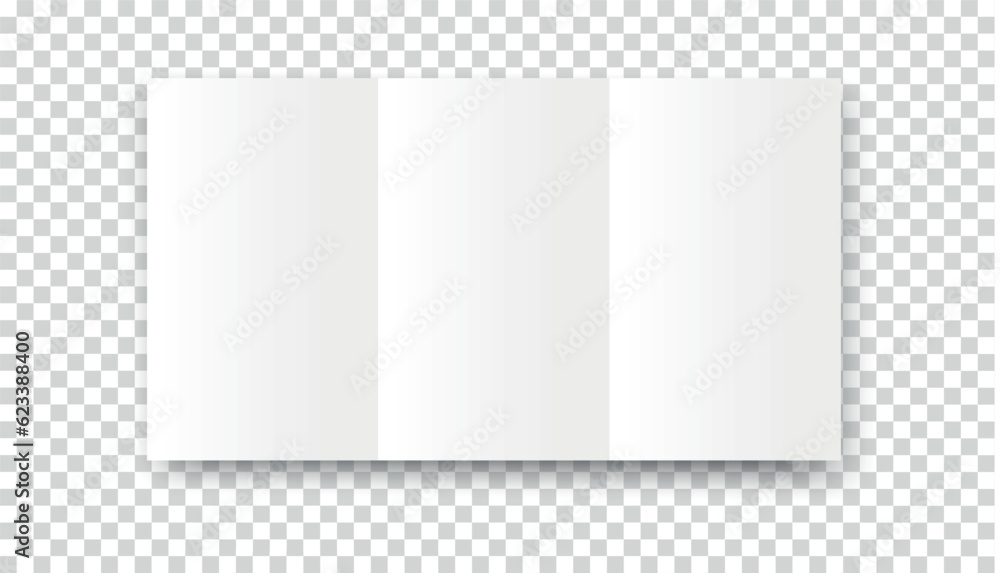 Blank folded paper sheets. Open book brochure flyer booklet template with shadow Blank folded paper sheets. Open book brochure flyer booklet template with shadow