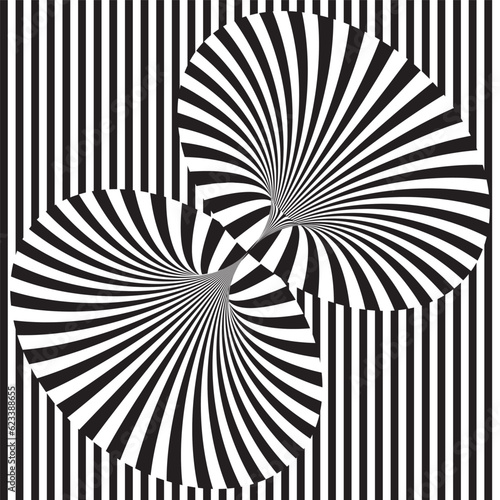 Abstract background with a black and white optical illusion surreal design