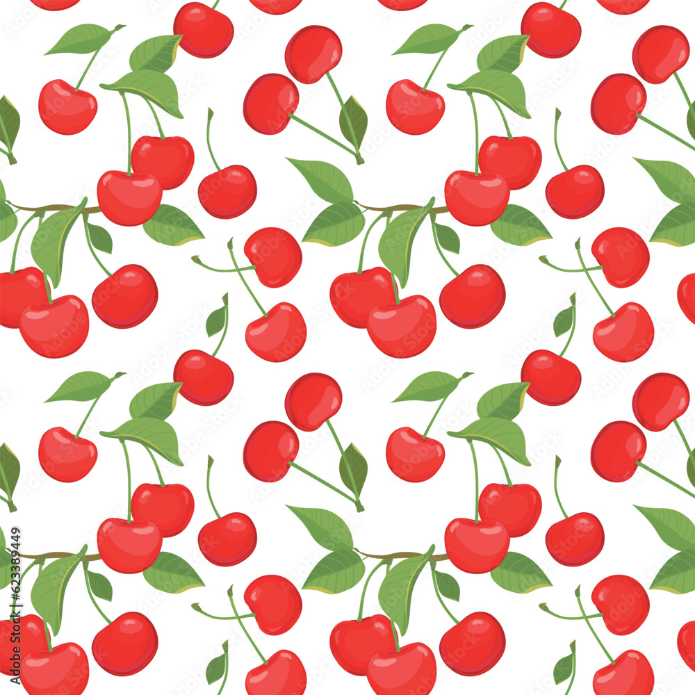 Seamless pattern with cherry on a white background. Flat style vector illustration for summer stylish design, wallpapers, packaging, textiles, fabrics. Seamless pattern with cherry on a white background. Flat style vector illustration for summer stylish design, wallpapers, packaging, textiles, fabrics.