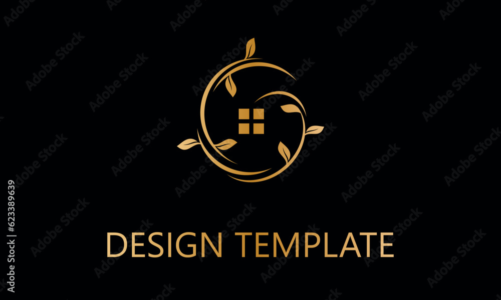 Obraz premium tree branch home vector logo template