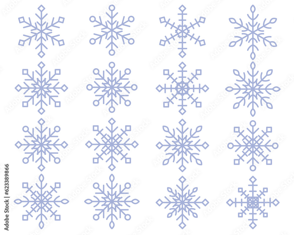 雪の結晶のイラストセット 雪の結晶のイラストセット
