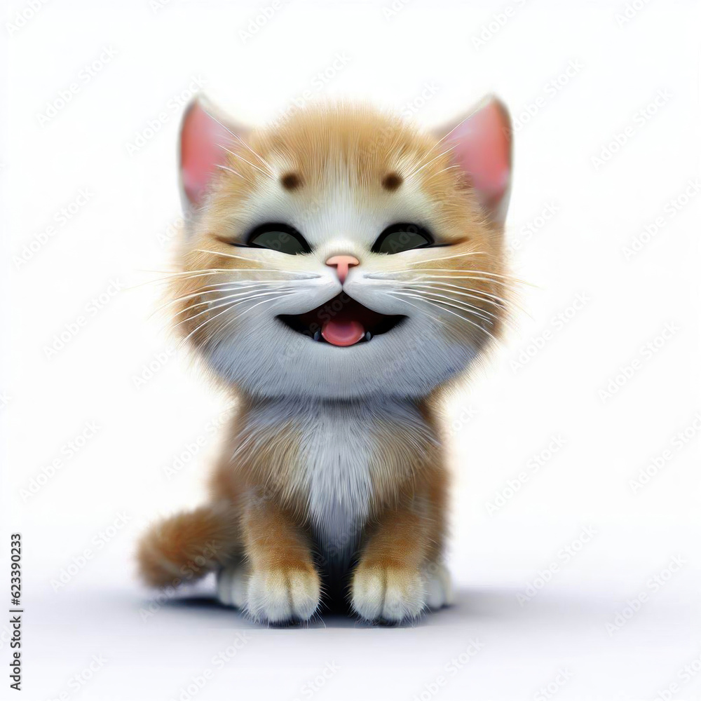 Fototapeta premium Playful Paws and Whiskers in 3D, Generative AI