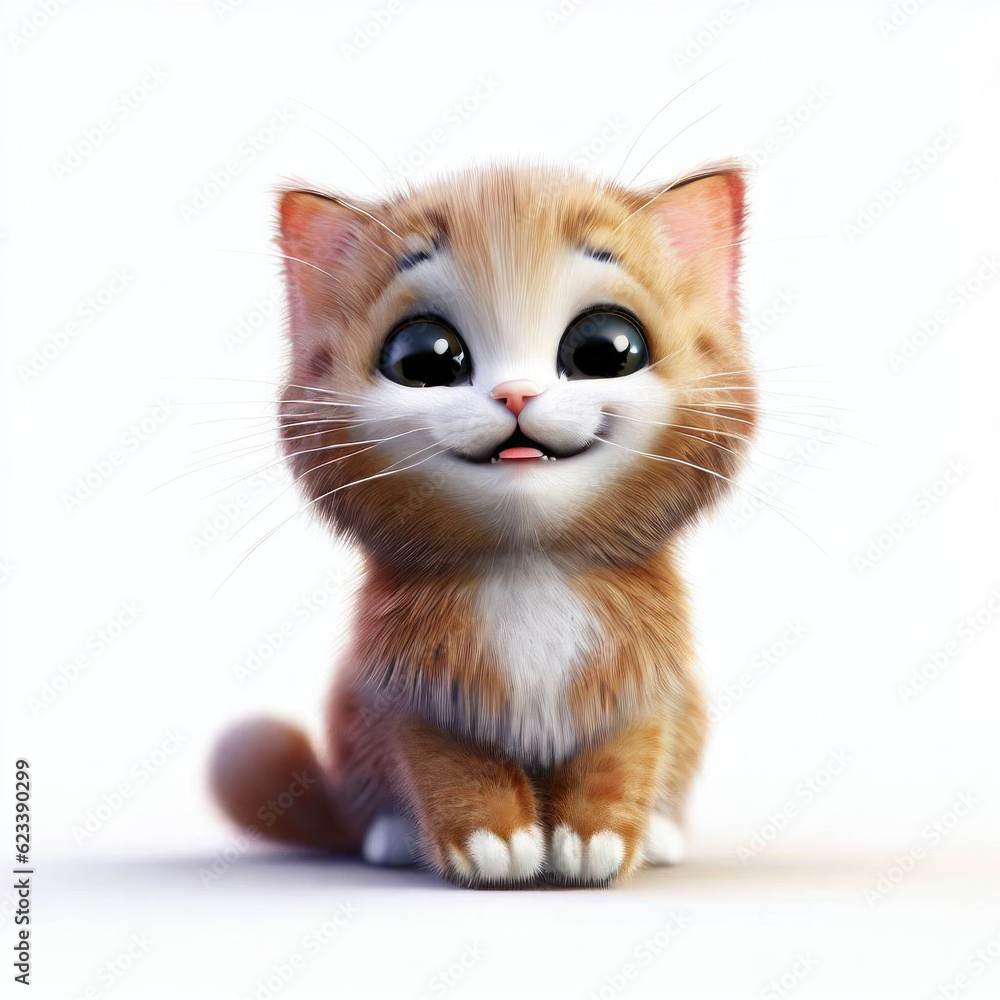 Fototapeta premium Curious Kitten Exploring in 3D, Generative AI