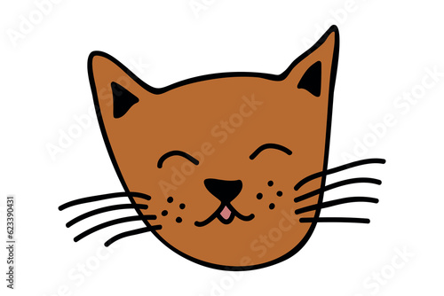 Hand drawn cat muzzle clipart. Cute pet face doodle
