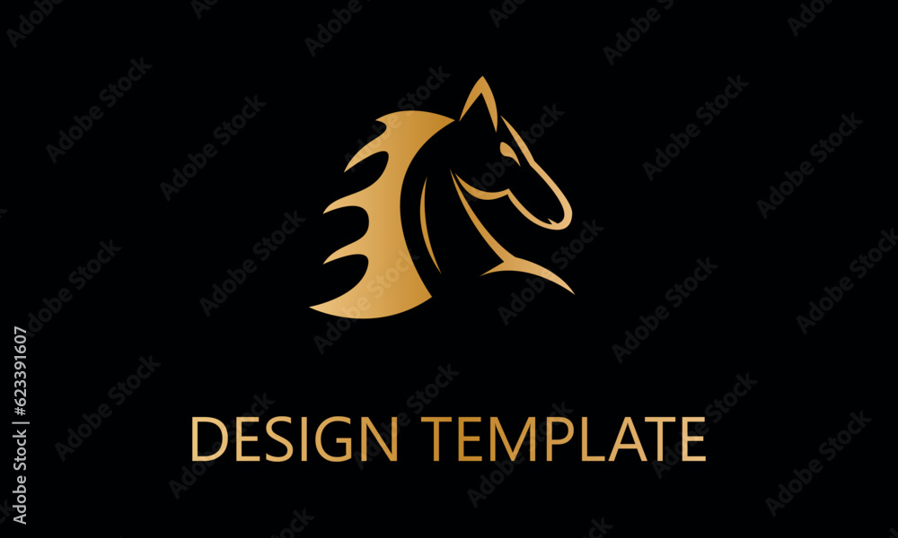 horse neck with hair vector logo template