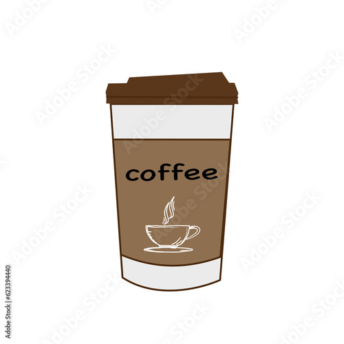 Coffee cup on white background for icon decoration 