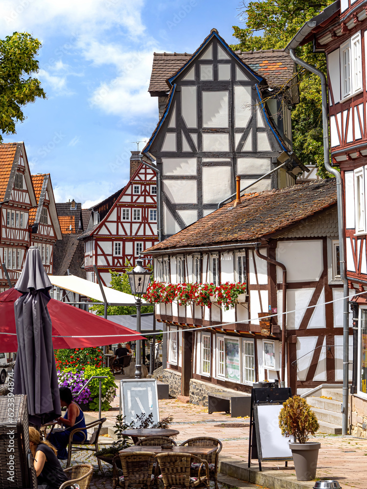 Obraz premium Homberg/Efze, Altstadtszene Marktplatz