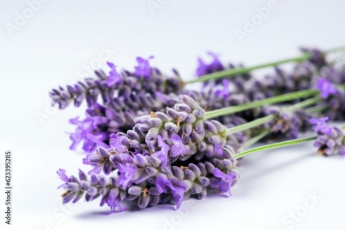 Beautiful purple lavender flowers isolated on white background.