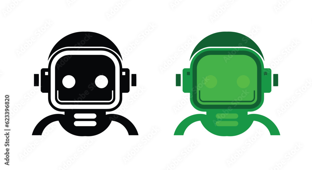 Robot icon, chat bot design illustration. flat style, logo design, UI UX element for web design, vector Robot icon, chat bot design illustration. flat style, logo design, UI UX element for web design, vector